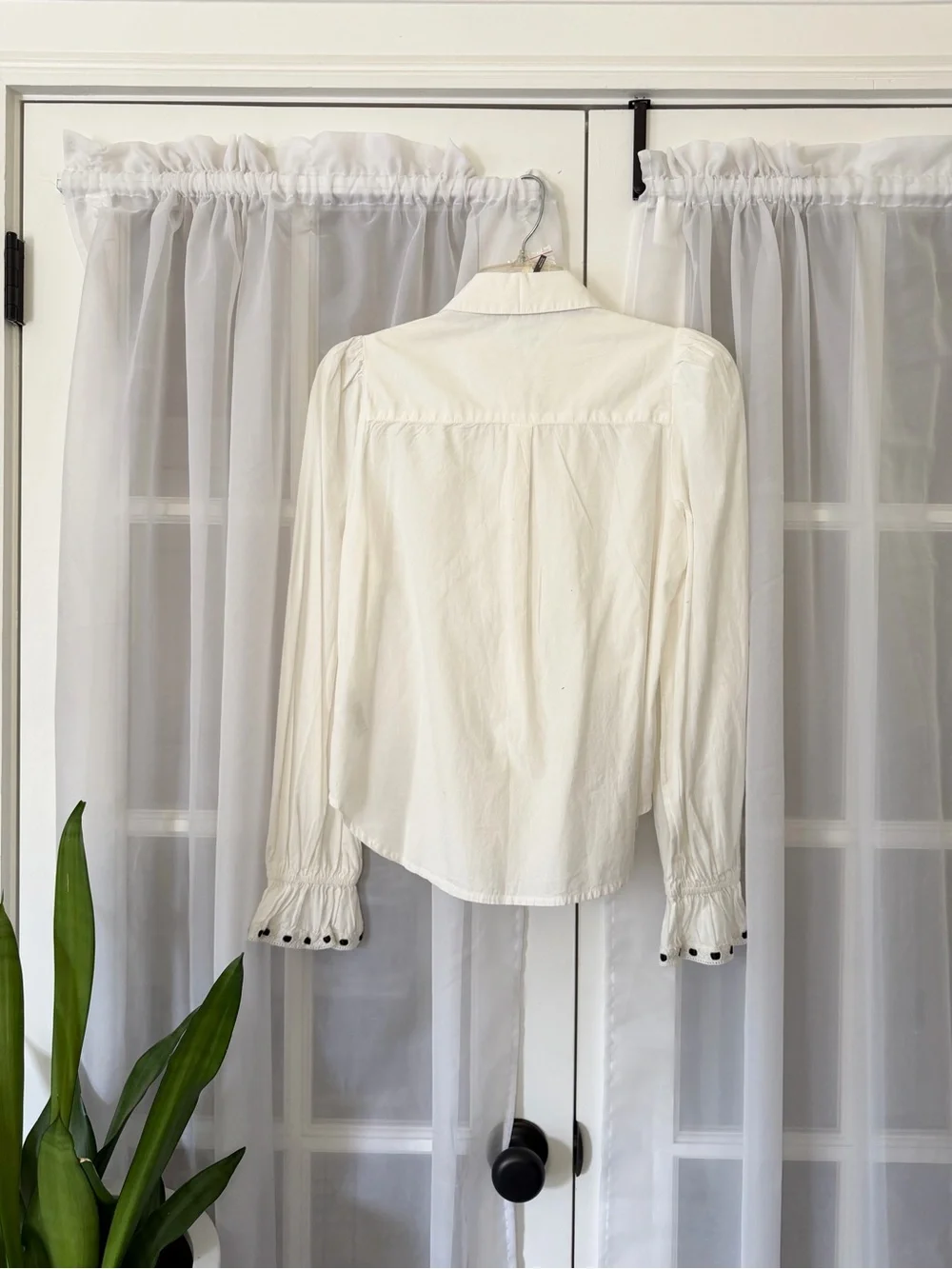 Anthropologie Puff-Sleeve Ruffled Cotton Blouse Size XS NWT!